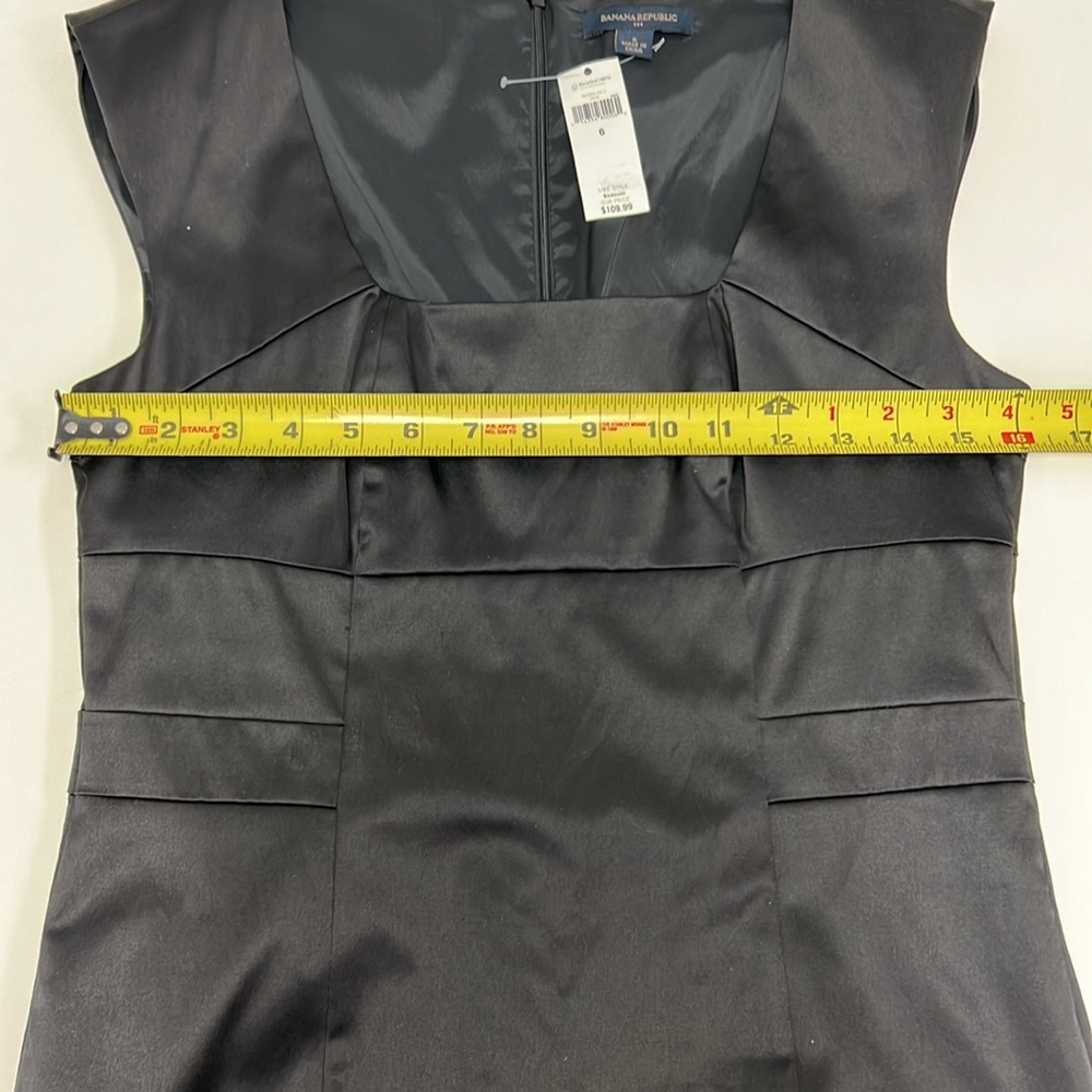 NWT Banana Republic Black Satin Cocktail Dress Size 6 - Picture 9 of 13